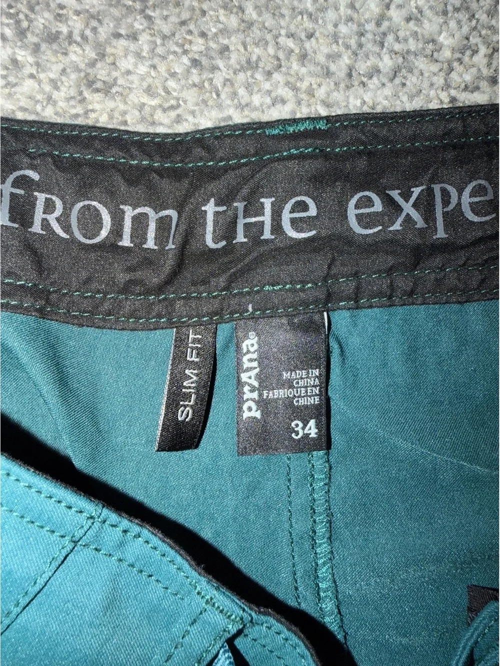 prAna Men’s Slim Fit Chino Pants Teal Green, Size 34